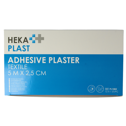 Hekaplast Hechtpleister textiel 5 x 2.5cm 12 Stuks
