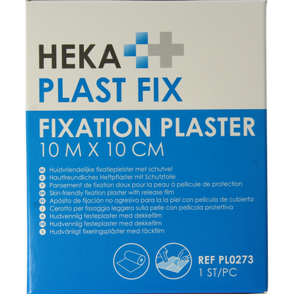 Hekaplast Fix pleister 10m x 10cm met schutvel 1 Rol