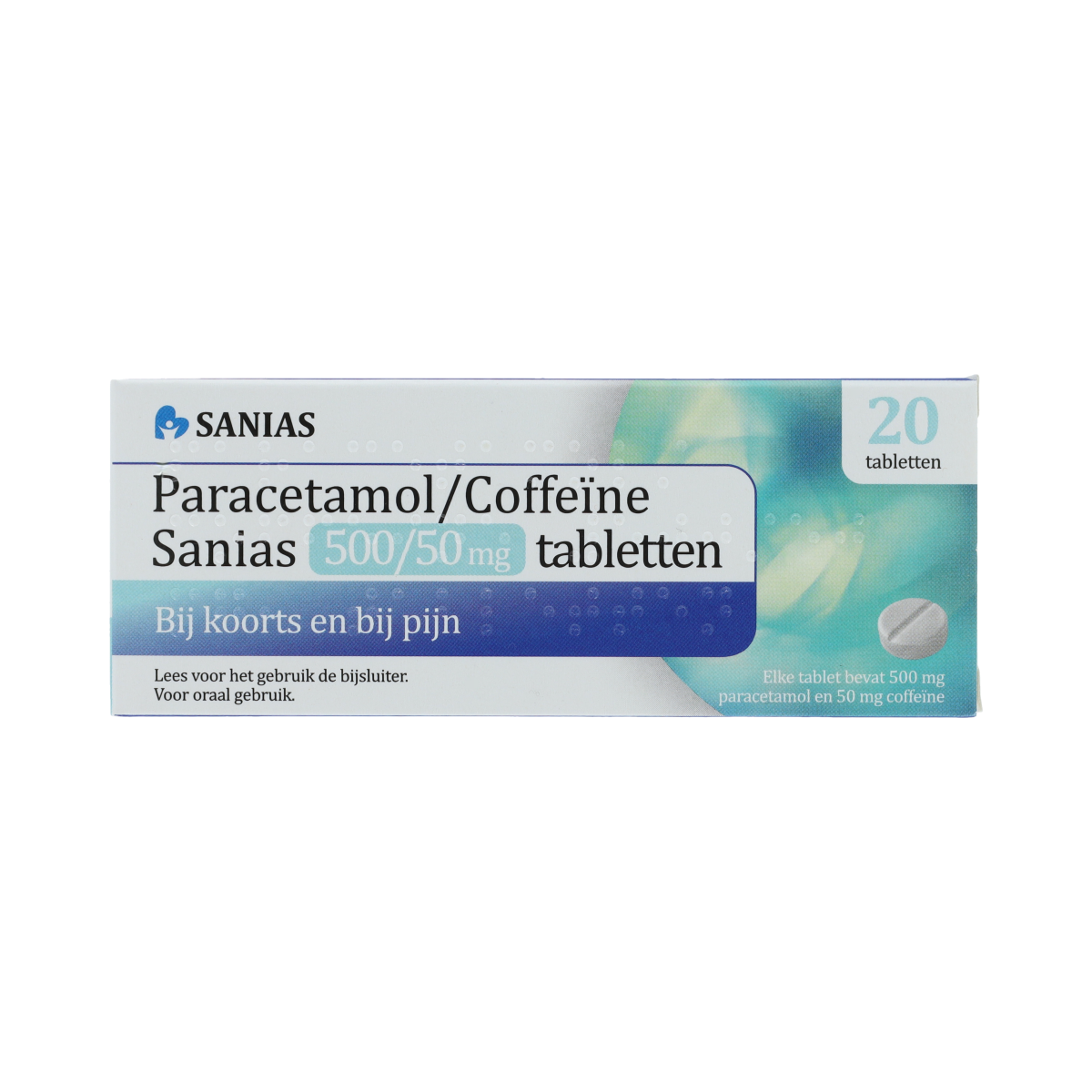Sanias PARACETAMOL/COFFEINE SANIAS TABLET 500/50 MG AV 20.00 Stuks
