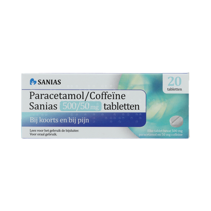 Sanias PARACETAMOL/COFFEINE SANIAS TABLET 500/50 MG AV 20.00 Stuks