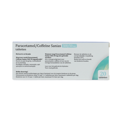 Sanias PARACETAMOL/COFFEINE SANIAS TABLET 500/50 MG AV 20.00 Stuks