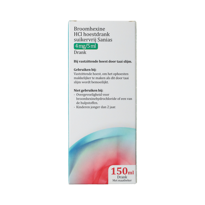 Sanias BROOMHEXINE HCL SANIAS HOESTDRANK 4 MG/5 ML FLACON 150.00 Milliliter