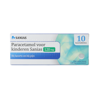 Sanias PARACETAMOL SANIAS VOOR KIND KAUWTABLET 120 MG 10.00 Stuks