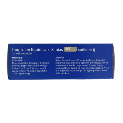Sanias Ibuprofen liquid 400mg suikervrij 20.00 Capsules