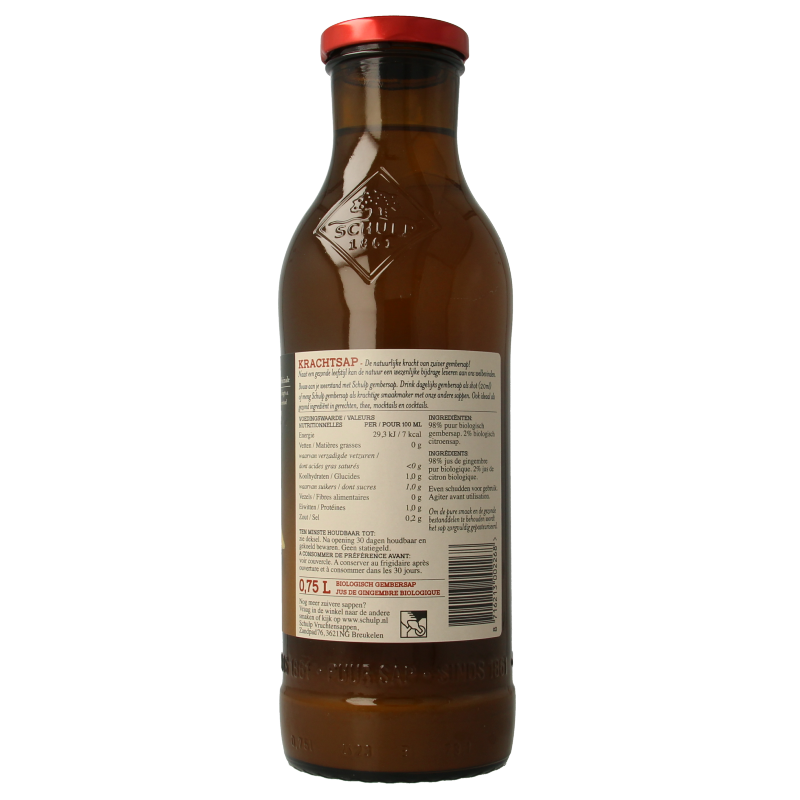 Schulp Krachtsap gembersap puur bio 750 Milliliter