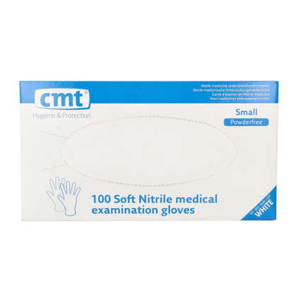 CMT Onderzoekshandschoen nitriel wit poedervrij maat S 100 Stuks