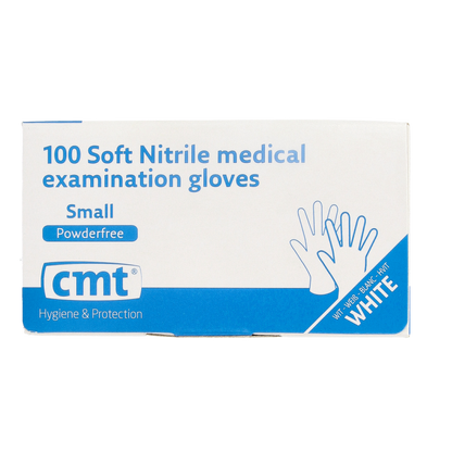 CMT Onderzoekshandschoen nitriel wit poedervrij maat S 100 Stuks