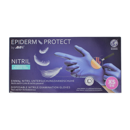 Epiderm Protect Nitriel onderzoekhandschoen poedervrij XS blauw 100 Stuks
