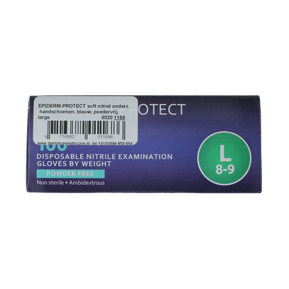 Epiderm Protect Nitriel onderzoekhandschoen poedervrij L blauw 100 Stuks