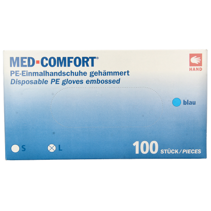 Med Comfort Handschoen PE geruwd blauw 100 Stuks