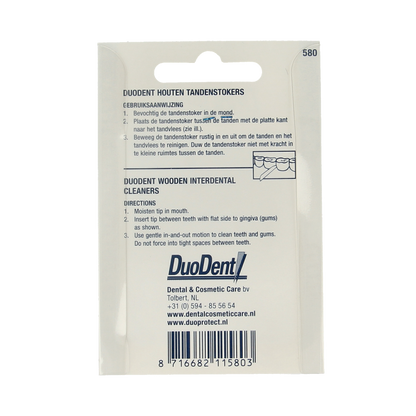 Duodent Tandenstoker hout fine/extra fine dubbelzijdig 100 Stuks