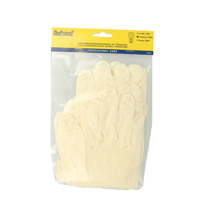 Duoprotect Handschoen latex poedervrij medium 10.00 Stuks