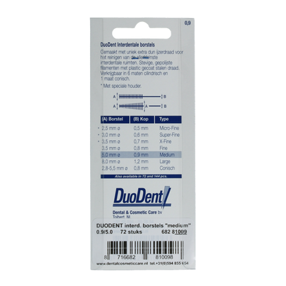 Duodent Interdentaal borstel medium 0.9 72 Stuks