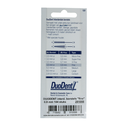 Duodent Interdentaal borstel fine 0.8 144 Stuks