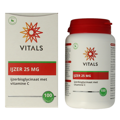 Vitals IJzer 25mg met vitamine C 100 Capsules
