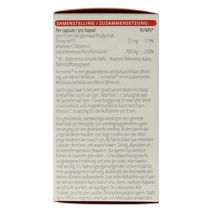 Vitals IJzer 25mg met vitamine C 100 Capsules