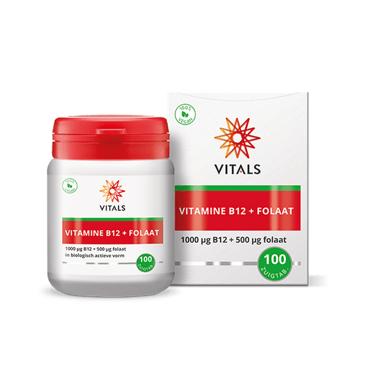 Vitals Vitamine B12 1000 mcg folaat 500 mcg 100.00 Zuigtabletten