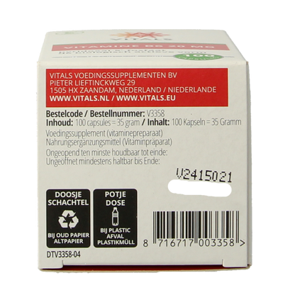 Vitals Vitamine B6 20 mg 100 Capsules