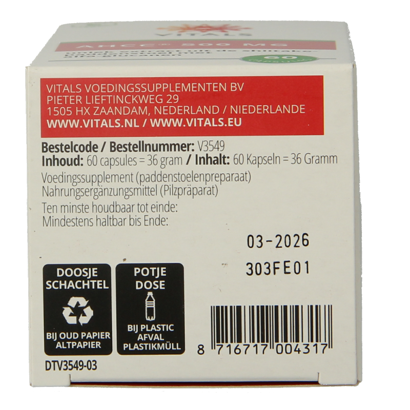 Vitals AHCC 500mg 60 Capsules