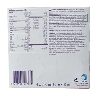 Nutridrink Protein aardbei 200ml 4 Stuks