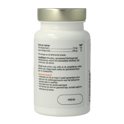 VitOrtho Zink bisglycinaat 15mg en koper 250mcg 60 Vegetarische capsules