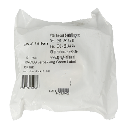 Spruyt Hillen Sticker vervolg verpakking 1000.00 Stuks