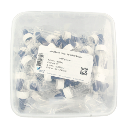 Spruyt Hillen Druppelflacon pipet 10 - 30ml blauw 100 Stuks