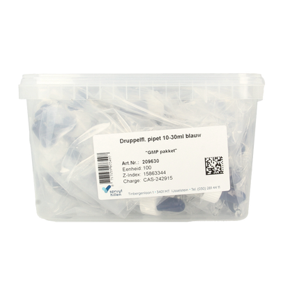 Spruyt Hillen Druppelflacon pipet 10 - 30ml blauw 100 Stuks