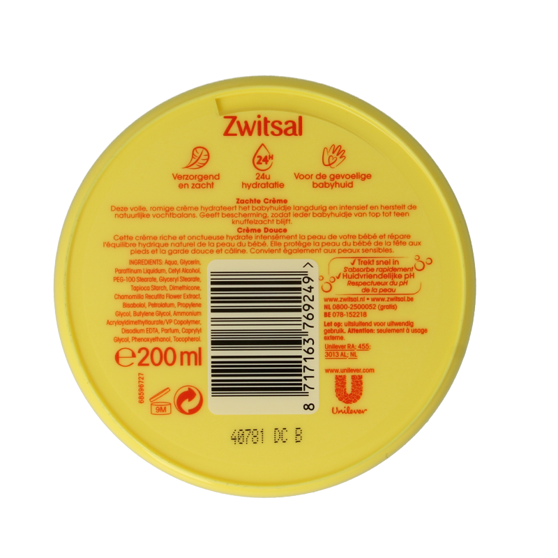 Zwitsal Zachte creme pot 200 Milliliter
