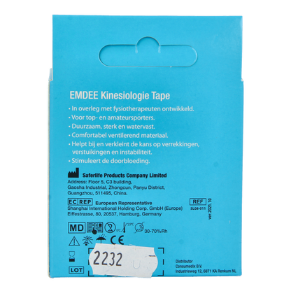 Emdee Kinesio tape zwart pre cut 1 Stuks