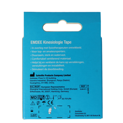 Emdee Kinesio tape blauw pre cut 1 Stuks