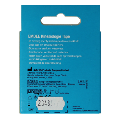 Emdee Kinesio tape licht blauw non cut 1 Rol