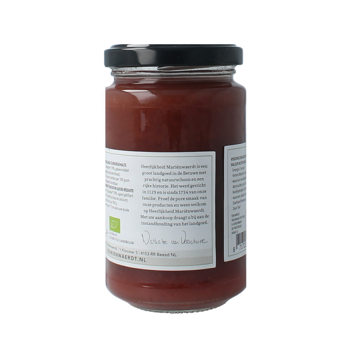 Marienwaerdt Moestuinjam rabarber aardbei bio 250.00 Gram