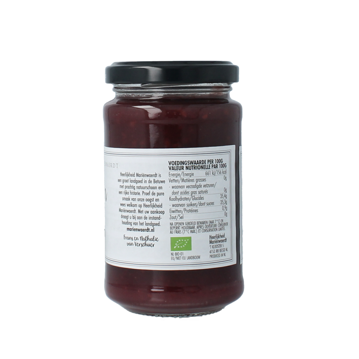 Marienwaerdt Moestuinjam bes framboos bio 250.00 Gram
