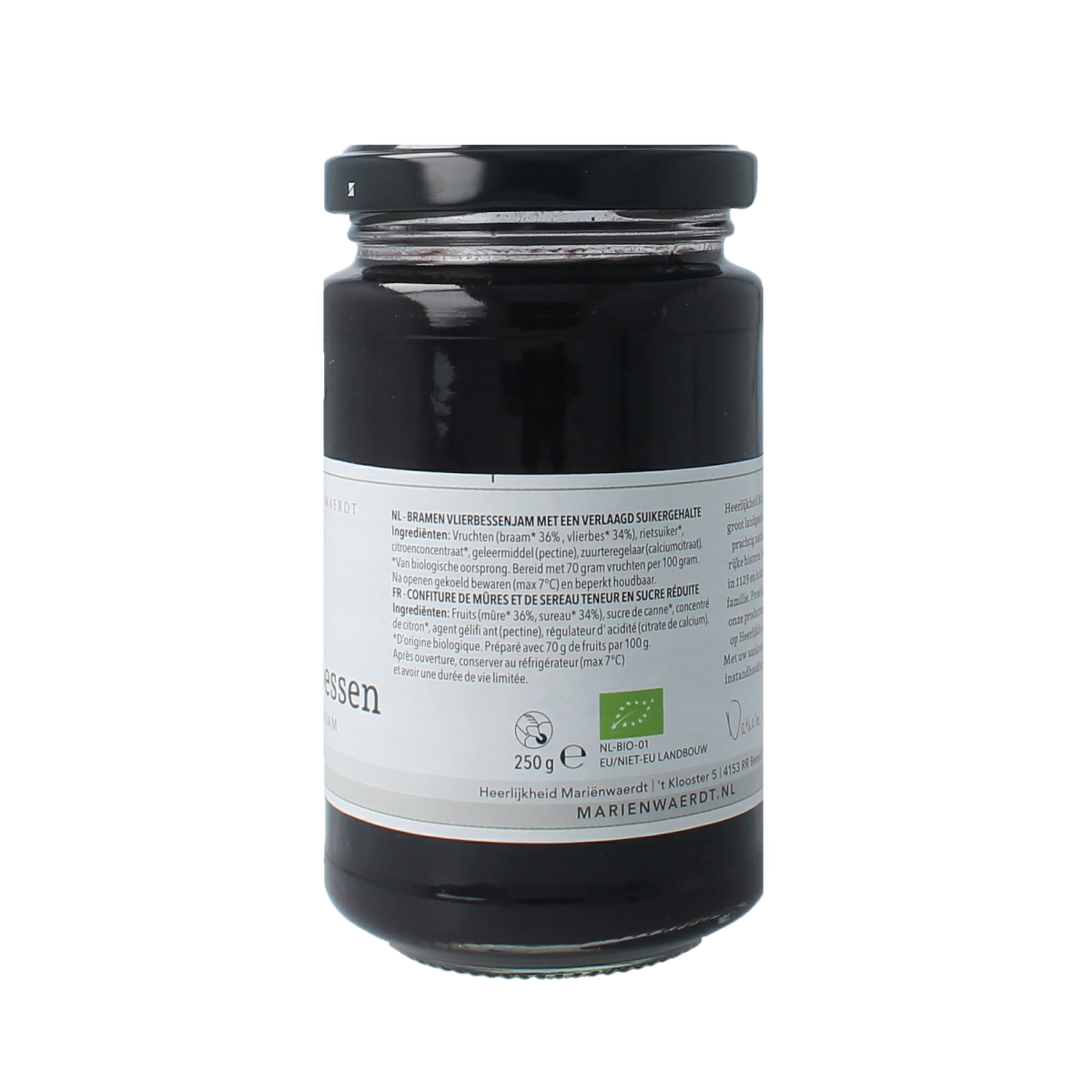 Marienwaerdt Moestuinjam bramen en vlierbessen bio 250.00 Gram