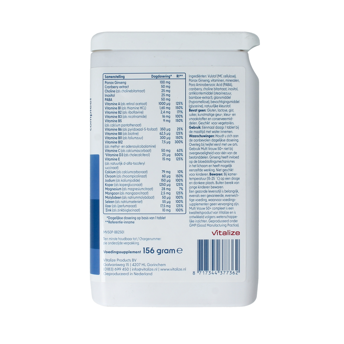Vitalize Multi vrouw 50+ 120.00 Tabletten