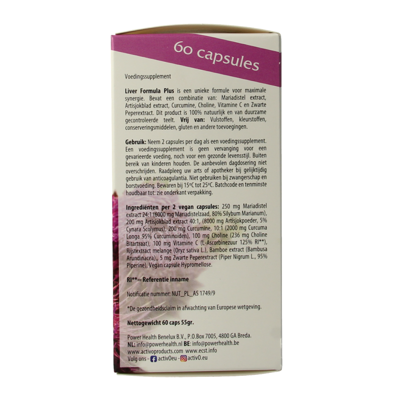 Activo Liver formula plus 60 Vegetarische capsules