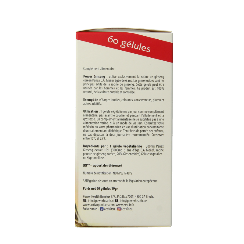 Activo Power ginseng 3000 60 Vegetarische capsules