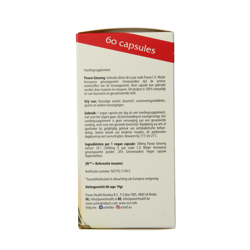 Activo Power ginseng 3000 60 Vegetarische capsules