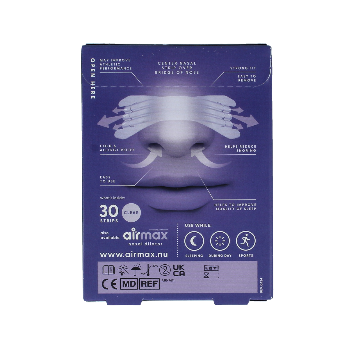 Airmax Nasal strip clear 30.00 Stuks