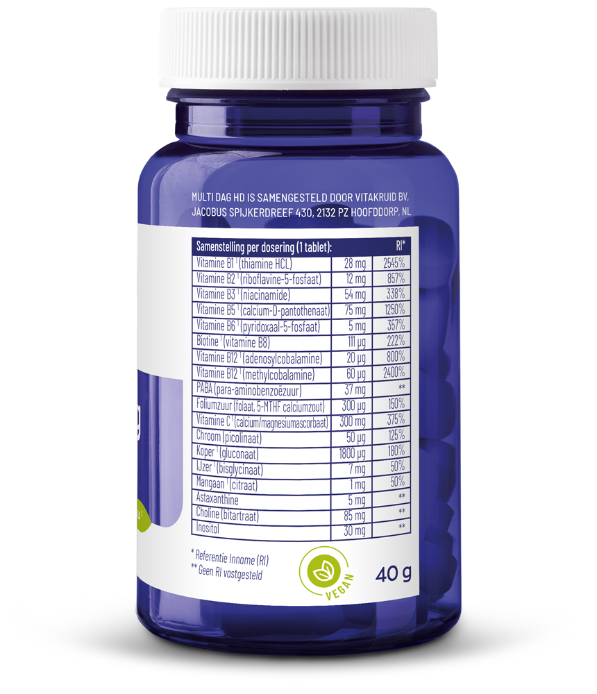Vitakruid Multi Dag HD 100% Vegan 30 Tabletten