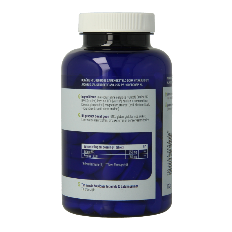 Vitakruid Betaine HCL 650mg & pepsine 160mg 120 Tabletten