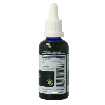 Vitakruid Vegan Omega 3 algenolie 1250 tryglyceriden 500 DHA 50 Milliliter