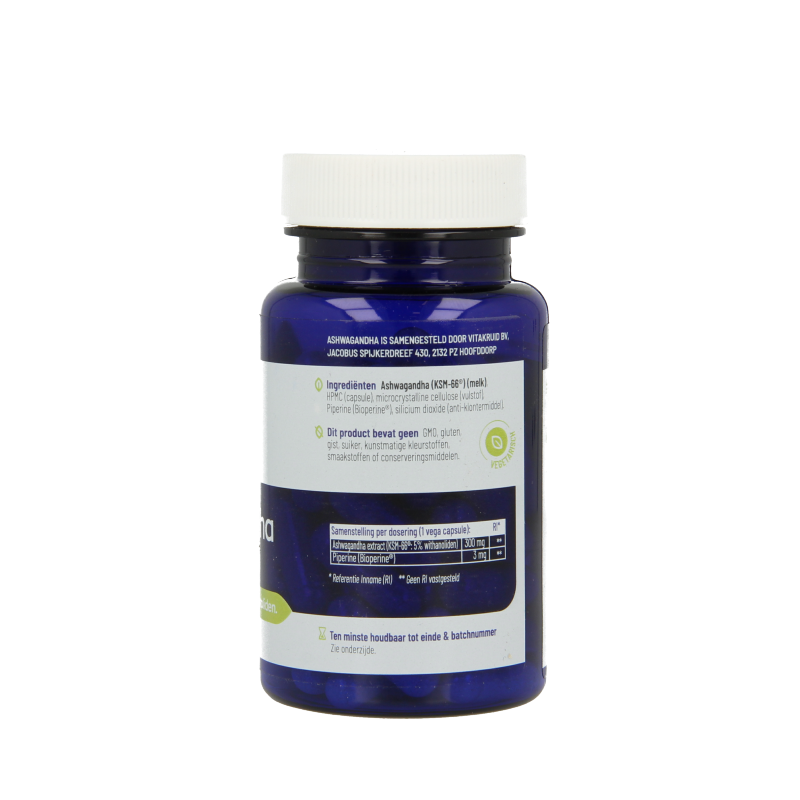 Vitakruid Ashwagandha 5% withanoliden KSM-66 & Bioperine 60 Vegetarische capsules