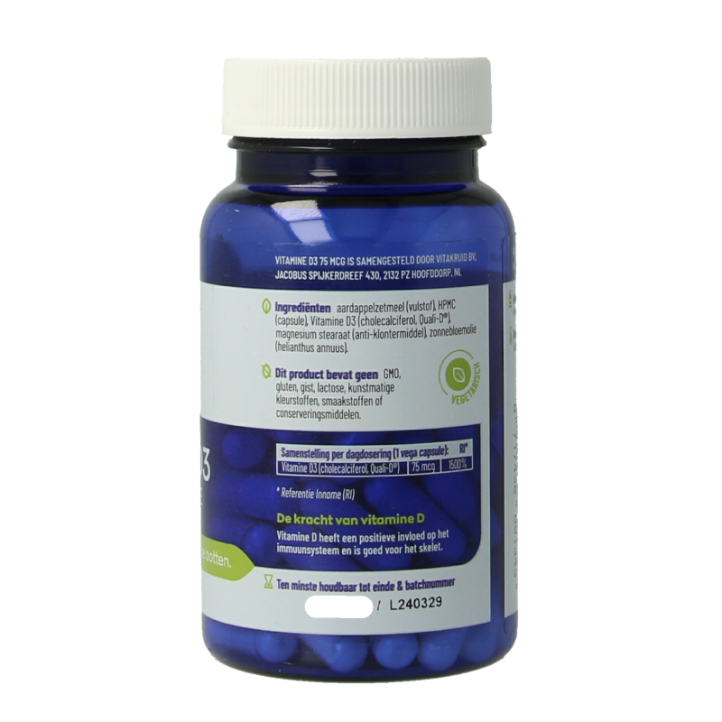 Vitakruid Vitamine D3 75 mcg / 3000 IE 60 Vegetarische capsules