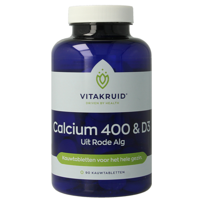 Vitakruid Calcium 400 & D3 uit duurzame Rode Alg Aquamin TG 90 Kauwtabletten