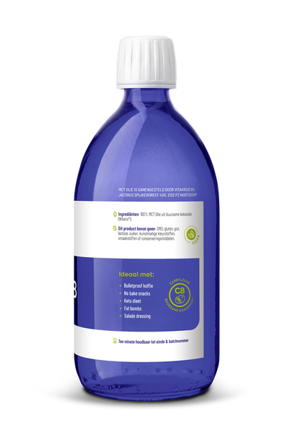 Vitakruid MCT Olie C8 100% zuivere & duurzame kokosolie 500 Milliliter