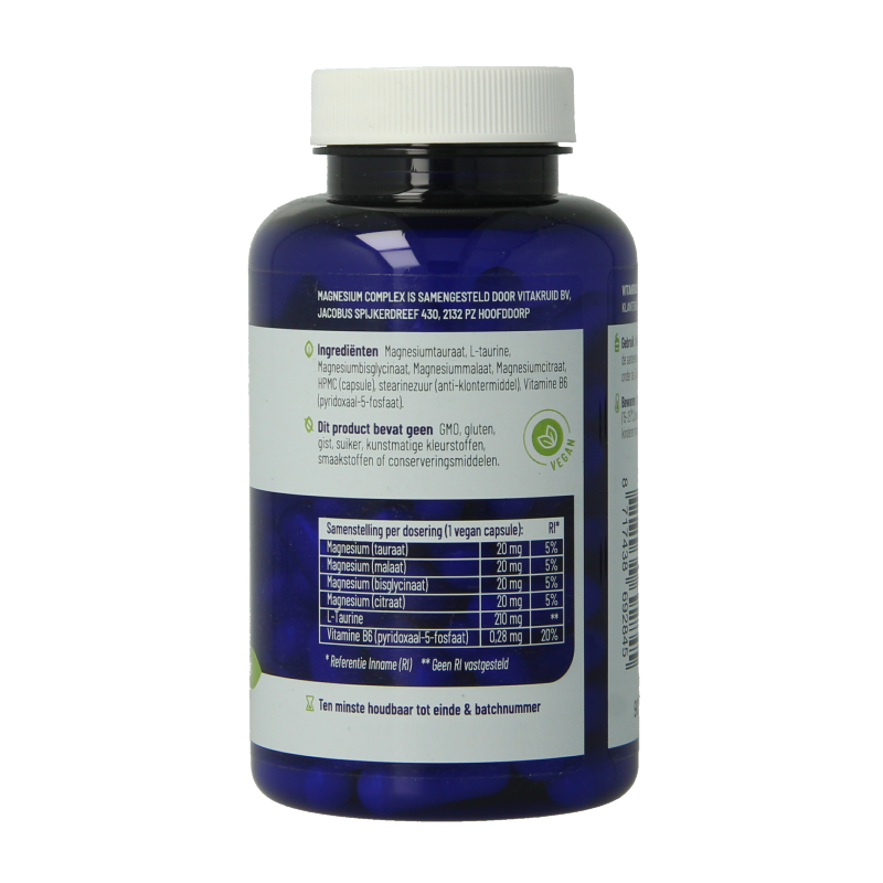 Vitakruid Magnesium Complex Tauraat Malaat Bisglycinaat 90 Vegetarische capsules
