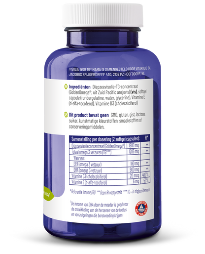Vitakruid Visolie 1800 TG mama triglyceriden met D3 90 Softgels