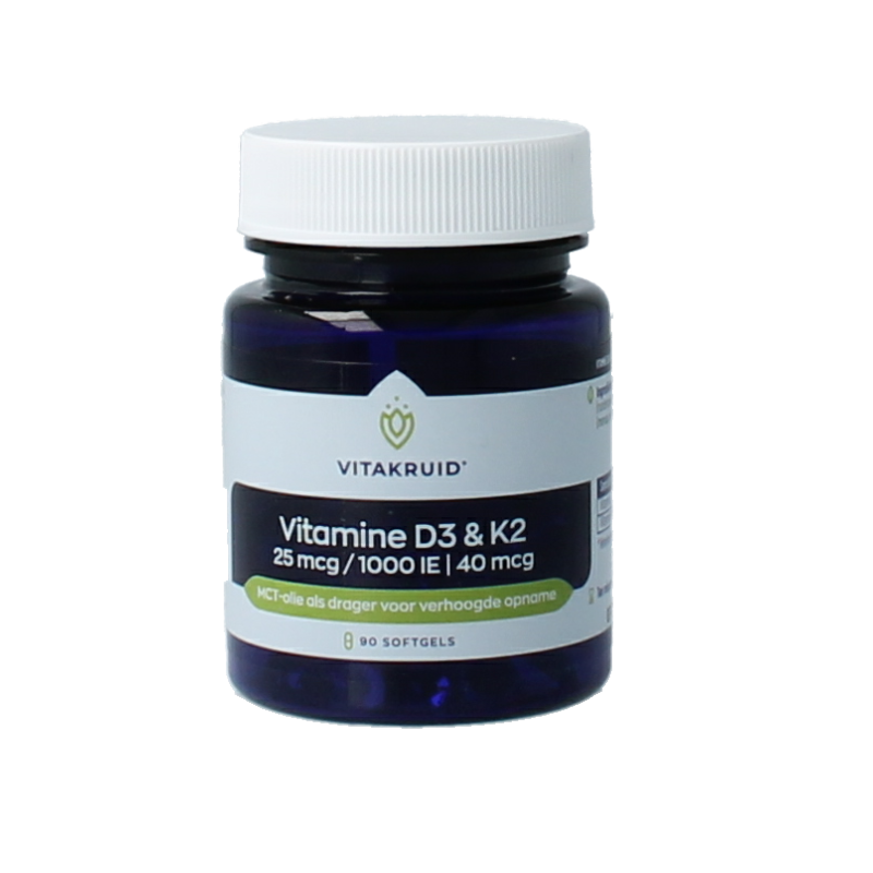 Vitakruid Vitamine D3 & K2 in MCT-olie voor verhoogde opname 90 Softgels